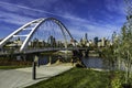 Bridge over the river and downtown view in Edmonton, Alberta, Canada.