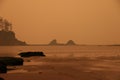 Smoke filled beach wildland fires