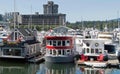 Houseboats in the Vancouver marina, in British Columbia, Canada.