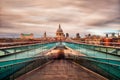 Millennium Bridge in London towards St Paul`s Cathedral, taken in September 2018 taken in hdr