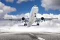 Takeoff plane in airport Royalty Free Stock Photo