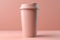 Takeout coffee cup on pink background.