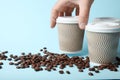 Takeout coffee drink. Breakfast latte Royalty Free Stock Photo