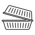 Takeout food container icon, outline style