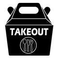 Takeout food symbol. Takeout paper food box icon. Daily meal in paper box