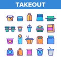Takeout Food Vector Color Line Icons Set