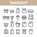 Takeout Food Vector Thin Line Icons Set Royalty Free Stock Photo