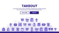 Takeout Food Vector Thin Line Icons Set Royalty Free Stock Photo