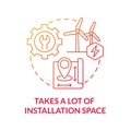 Takes lot of installation space red gradient concept icon