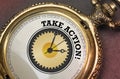 Taking action on right time concept shown in watch dial Royalty Free Stock Photo