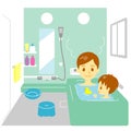 Taking a bath, father and son Royalty Free Stock Photo