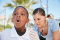 Taking in a big breath. a volunteer nurse examining a young patient with a stethoscope at a charity event. Royalty Free Stock Photo