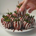 Taking a bite out of a chocolate-covered strawberry exposes the strawberry's juicy red interior Royalty Free Stock Photo