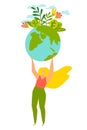 Taking care of Earth and saving planet vector illustration