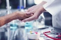 Taking care of the elderly people, Doctor comforting patient, as Royalty Free Stock Photo