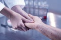 Taking care of the elderly people, Doctor comforting patient, as Royalty Free Stock Photo