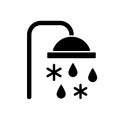 Taking cold bath or shower black glyph icon