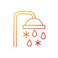 Taking cold bath or shower gradient linear vector icon