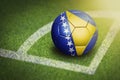 Taking a corner with Bosnia and Herzergovina flag soccer ball Royalty Free Stock Photo