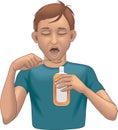 Taking Cough Syrup Vector Illustration