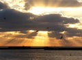 Taking the Ferry from Calais to Dover - Good View of the Coastal Cliffs of Dover at Sunset Royalty Free Stock Photo