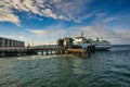 A Ferryboat That Park At The Terminal Waiting To Depart From Mukilteo to Whidbey Island On A Beautiful Winter Sunny Morning