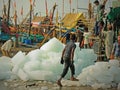 Taking ice on board an Indian fishing vessel