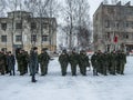 Taking the oath in the Russian military unit in Kaluga region. Royalty Free Stock Photo