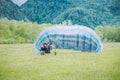 Taking off the paraglider. Royalty Free Stock Photo