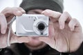 Taking a photo by compact digital camera Royalty Free Stock Photo