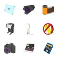 Taking photo icons set, cartoon style Royalty Free Stock Photo