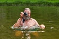 Taking photos by camera being in water