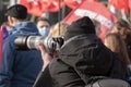 Taking Photos At At The Niet Mijn Schuld Demonstration At Amsterdam The Netherlands 5-2-2022 Royalty Free Stock Photo