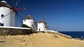 Taking photos of the white windmills of Mykonos