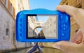 Taking picture of Bridge Sighs venice italy compact camera display pov Royalty Free Stock Photo