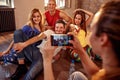 Taking picture of smiling dancer friends Royalty Free Stock Photo