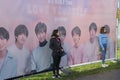 Taking Pictures At A Billboard Before The BTS Concert At The Ziggo Dome Amsterdam The Netherlands 2018 Royalty Free Stock Photo