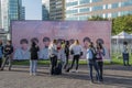 Taking Pictures At A Billboard Before The BTS Concert At The Ziggo Dome Amsterdam The Netherlands 2018 Royalty Free Stock Photo