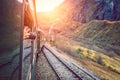 Taking pictures during trip on a Flamsbana train line Royalty Free Stock Photo