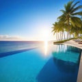 taking a pleasant swim in the luxury resort infinity pool while watching the sun Blue warm tropical and picturesque scenery