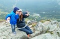 Taking selfie! Happy mother and baby boy making self portrait. Royalty Free Stock Photo