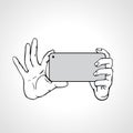 Taking Selfie Photo on Smart Phone concept