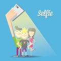 Taking Selfie Photo on Smart Phone concept