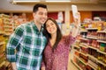 Taking selfie at the supermarket Royalty Free Stock Photo