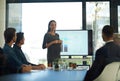 Taking stock and setting new targets. a corporate businessperson giving a presentation in the boardroom. Royalty Free Stock Photo