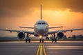 Taking to the skies, Airplane readies for departure on airport runway