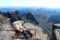 Taking in the veiw on the peak of Cradle Mountain