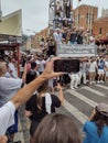 Taking A Video With A Cell Phone During The Lifting Of The Giglio, Brooklyn, NY, USA