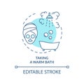 Taking warm bath turquoise concept icon