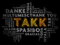Takk (Thank You in Icelandic) Word Cloud
